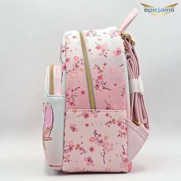 Loungefly Disney Stitch & Scrump Cherry Blossoms Pink Mini Backpack Bag New - Picture 6 of 7